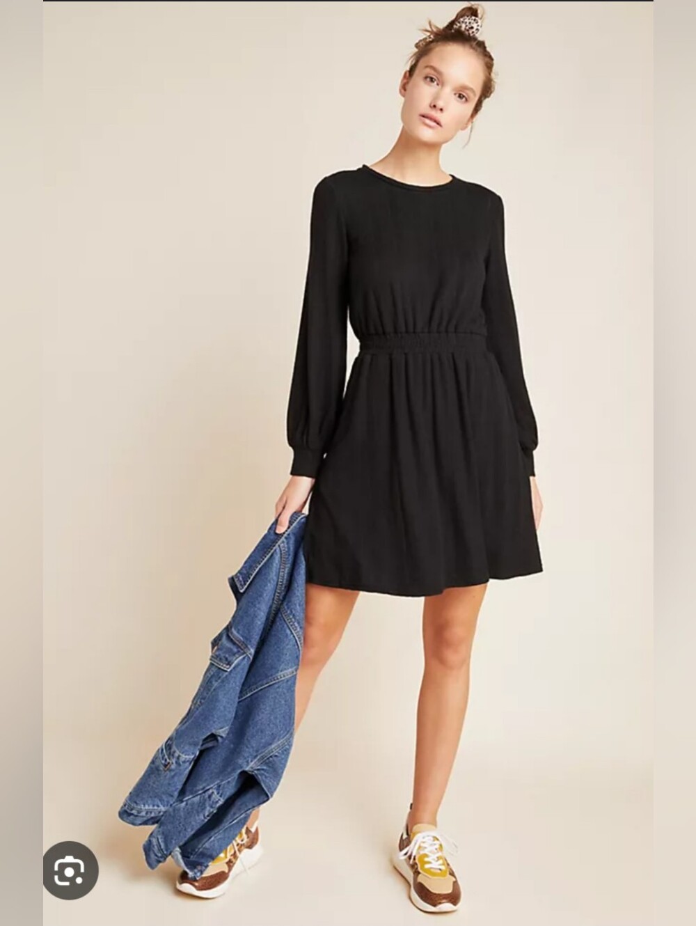 Dolan Anthropologie Black Cressida Long Sleeve Sweater Dress